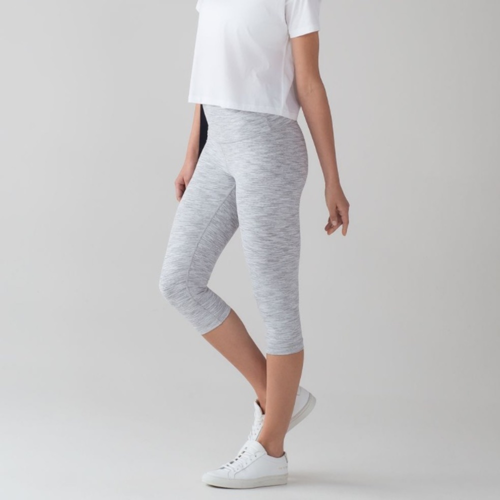 Lululemon Wunder Under Hi-Rise Wee Are From Space Ice Grey White Leggings Sz 10